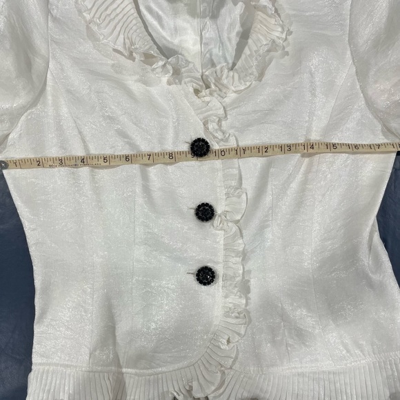 Adrianna Papell Evening Essentials White shimmering, lightweight jacket size 10 - Picture 5 of 11